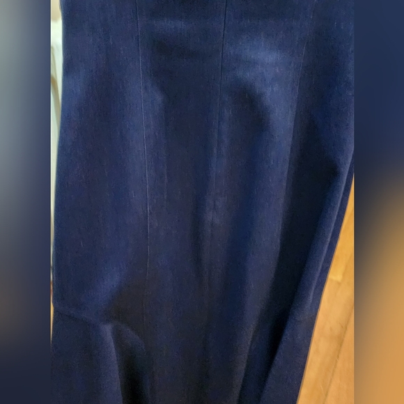 PRICE DROP RICKI FREEMAN FOR TERI JON  DRESS BLUE STRETCH DENIM AND LACE MIDI - Picture 10 of 12